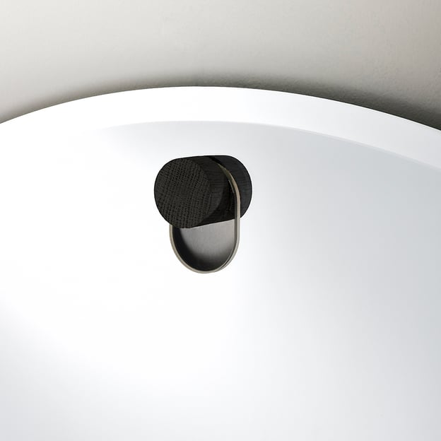 Globino ronde design spiegel eiken knop zwart