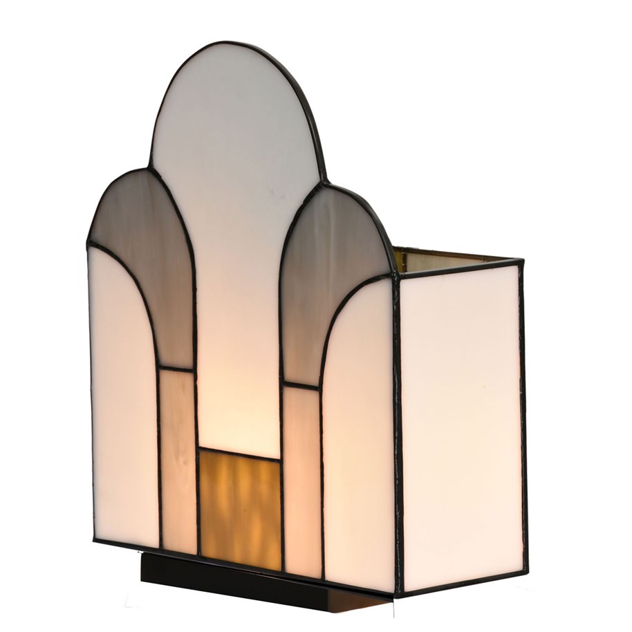 Art Deco Tiffany tafellamp driekwart aanzicht