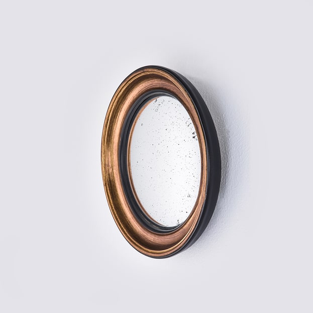 Les Tresors de Celine - Miroir convexe spirale dore 19,5 cm